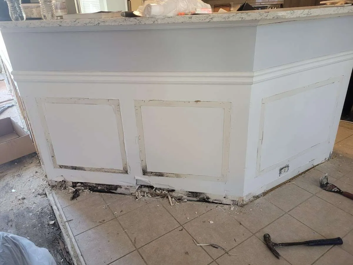 Water damage and mold on kitchen during Storm Damage Restoration in Louisville